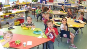 Okanagan WaterWise contest winners at Cherryville Elementary enjoy a pizza party